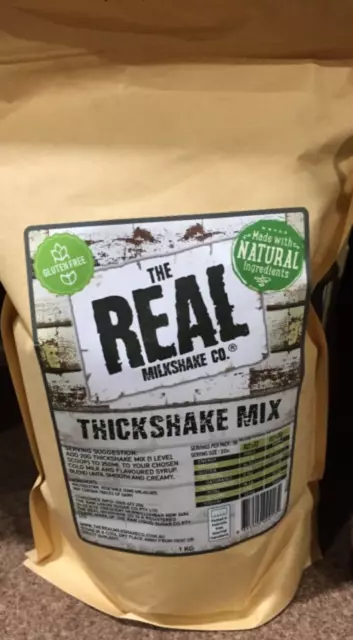 THE REAL MILKSHAKE CO. THICKSHAKE MIX 1kg BAG GLUTEN FREE NATURAL INGREDIENTS