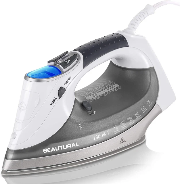 1800-Watt Steam Iron with Digital LCD Screen, Double-Layer and Ceramic Coated So