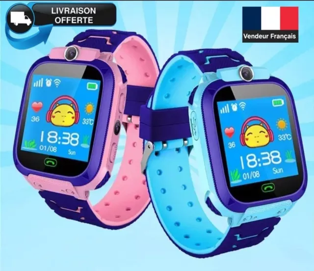 Montre Connectée pour Enfants Appels GPS SOS Etanche Horloge  Carte SIM