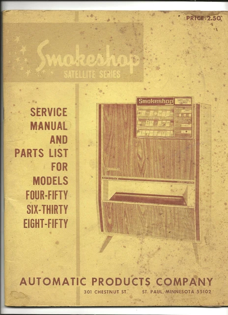 Service Manual/Parts List-Smokeshop 450 630 850-Satellite Series-Cigarette Vend