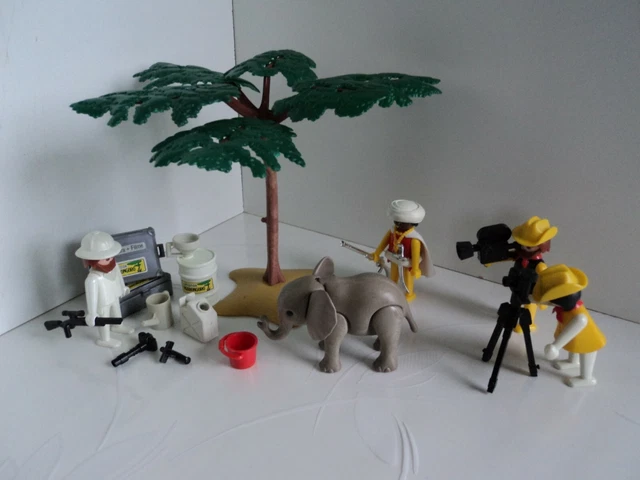 Lot Playmobil Vintage Safari (3414) – Savane, Bédouin, Caméra, éléphant, Tente, Avec Boîte