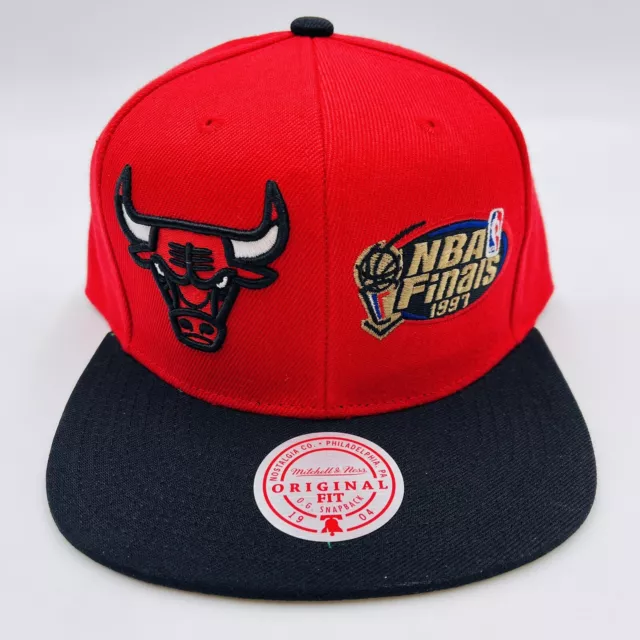 MITCHELL & NESS Chicago Bulls Snap Back Hat Cap Dual Whammy 1998 Red ...