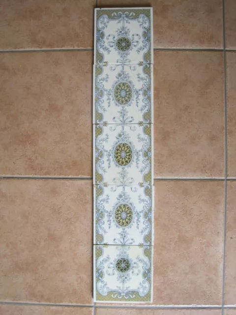 Antique Victorian 5 Tile Classical Design Panel - Mintons - C1868 - 1900 #1