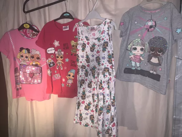 GIRLS LOL CLOTHES BUNDLE AGE 6 SUMMER DRESS & 3 tops