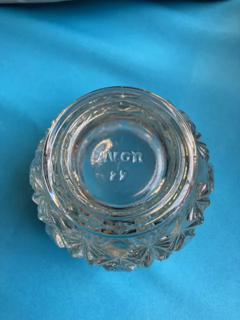 Vintage Avon 29  Heavy Thick Pressed Glass Vase. Unusual. Short. Wide Neck. Fab!