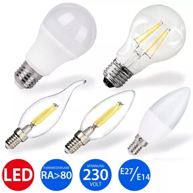 LED Leuchtmittel Filament E14 E27 Glühbirne Birnenform Kerze Strahler lampe