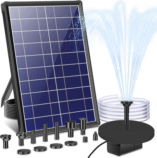 Pompa Solare 12V 25W - Portata 1100 L/h, Altezza 5 M, Con Tubo 2 M, Motore Brushless, Per Laghetti E Giardino
