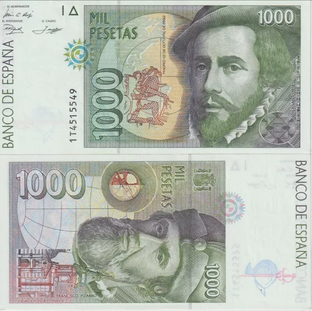 Spain 1000 Pesetas Banknote 1992 Choice Uncirculated Condition Pick#163