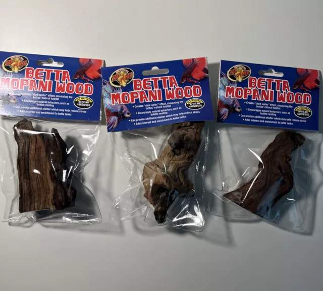 Zoo Med Betta Mopani Wood Brown 3 pack:Free U.S Shipping