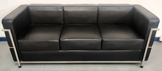 Le Corbusier Style LC3 Faux Leather Three-Seat Vintage Sofa  * Pick Up Only *