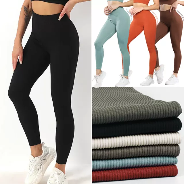 WOMENS SEAMLESS SOLID Plain Leggings High Waisted Stretchy Pants M-3XL  FS29017 £4.99 - PicClick UK