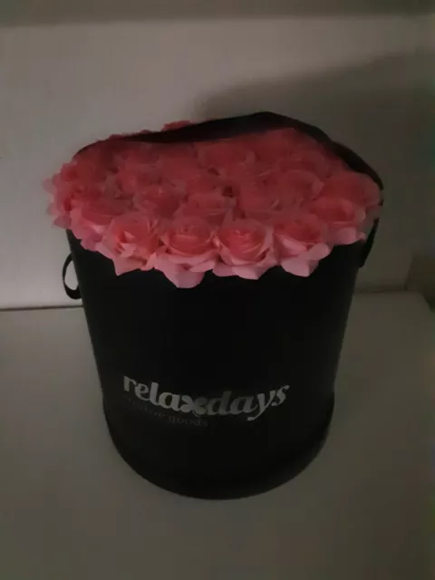 Luxus runde Flowerbox mit 37 Rosen mit Geschenkbox Deko Relaxdays NEU