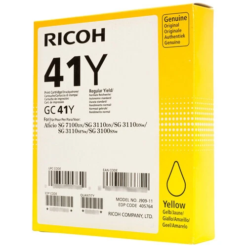 Ricoh Gc41yl Yellow Standard Capacity Gel Ink Cartridge 600 Pages - 405768