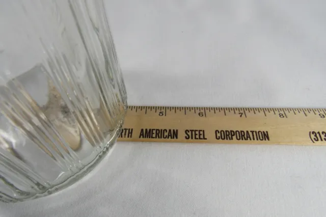 VINTAGE 1930’s HOOSIER CABINET RIBBED GLASS COFFEE JAR W/Aluminum Lid 7