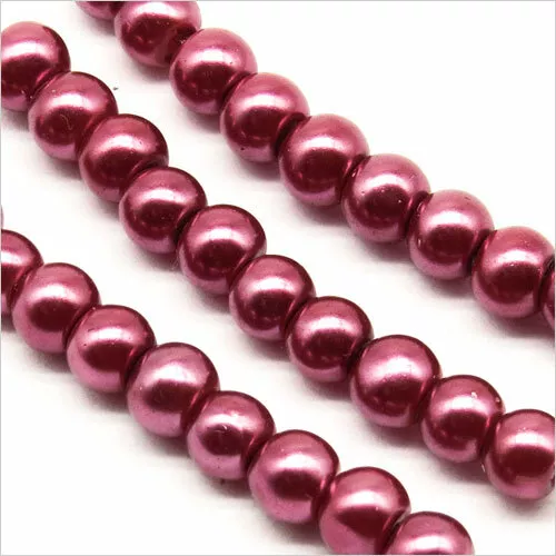 Lot de 100 Perles Rondes Nacrées en Verre 4mm Rose Sarrasin