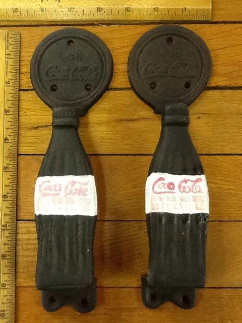 2 Barn Rustic Coke Handles Pulls Drawer Door Cabinet Cast Iron Antique Style 10"