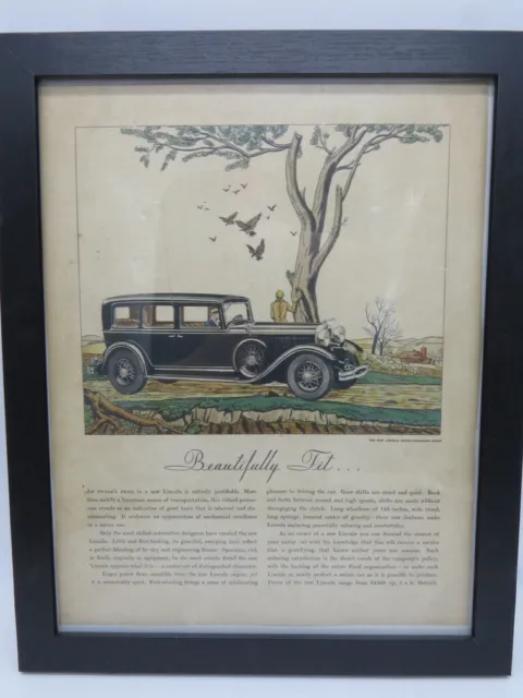 Lincoln car Texaco Advertising Framed Art Sedan Motor Oil Scottie Dogs