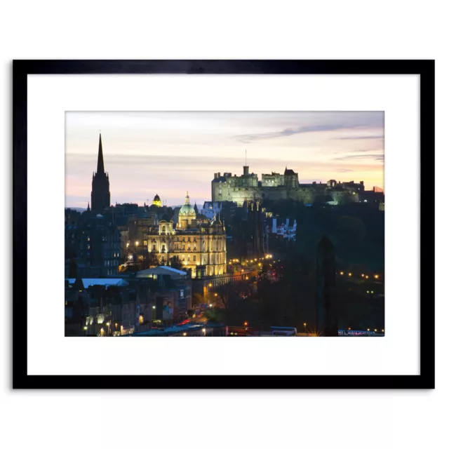 Photo Cityscape Landmark Edinburgh Castle Sunset Framed Print 9x7 Inch