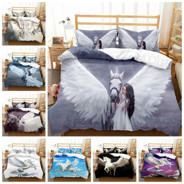 Greek Mythology Pegasus Doona Quilt Duvet Cover Set Single Double Queen Size Bed