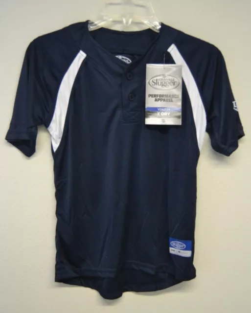 Louisville Slugger Youth 2-button Henley Short Sleeve Jersey Sz Youth S Navy NWT