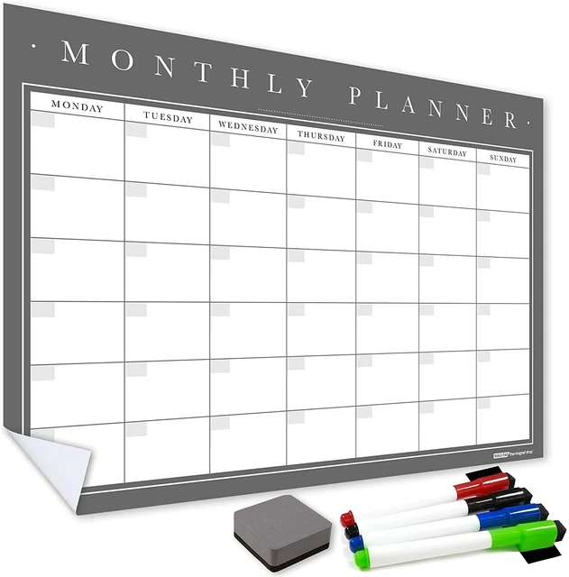 STICKY MONTHLY CALENDARS, Dry Wipe Wall Planner Self Adhesive Weekly