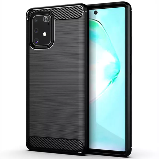 Cover Antiurto In Carbonio Per Samsung Galaxy S10 Lite Custodia Tpu Rugged Nera