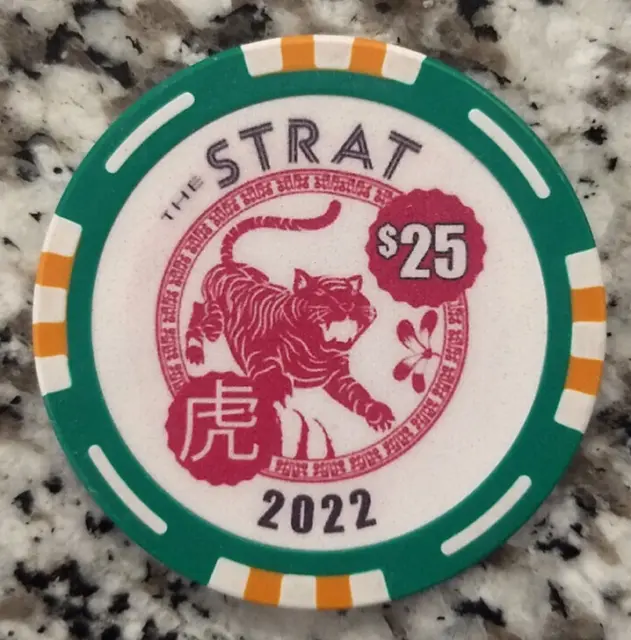 The STRAT Casino Hotel, Las Vegas. 2022 Year of the Tiger $25 poker gaming chip.