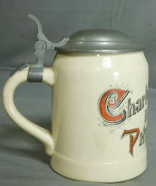 Antique Stoneware Beer Stein Advertising Philadelphia Charles Soulas BETZ Bldg Antique Stoneware Beer Stein Advertising Philadelphia Charles Soulas BETZ Bldg