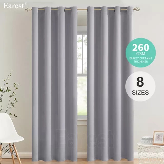 EAREST 2 Panel Blackout Curtains Thermal Thick Eyelet Ring Top Ready Made Pair