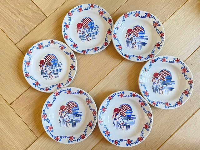 Lot De 8 Assiettes Anciennes En Faïence XIXe Siècle - Décor Trèfle, Dinette Miniature Vintage