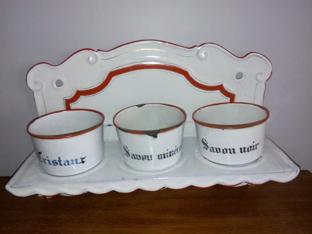 Porte-savon En Tôle émaillée Blanche Vintage - Style Art Déco Ancien Pour Salle De Bain