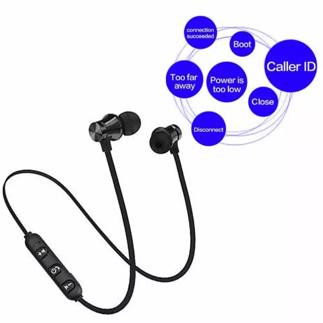 Bluetooth Earphone Stereo Headset Wireless Magnetic Earbuds for Samsung Iphone 2