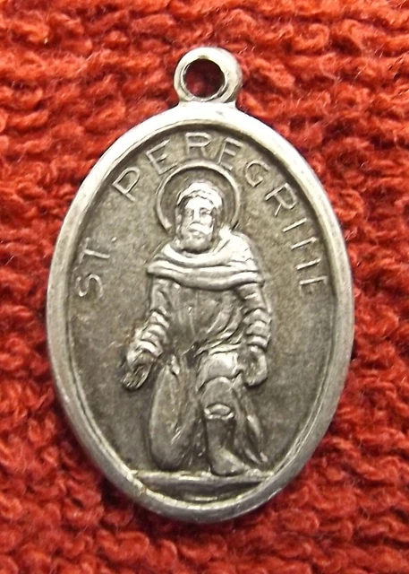 Vintage Saint Peregrine Pray For Us Catholic Medal Medallion Italy