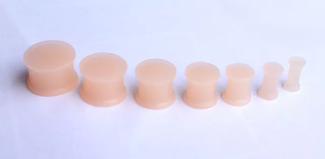 1x 3mm - 50mm Flesh Skin Tone Coloured Ear plug Earring Invisible RETAINER Large