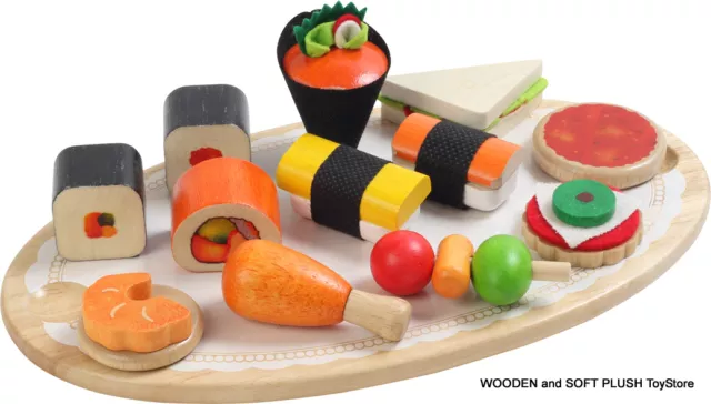 BRAND NEW wooden VOILA toy TIDBITS SUSHI FINGER FOOD pretend play food kitchen