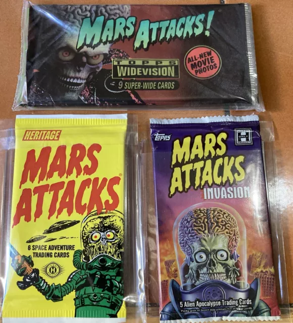 Lot of (3) MARS ATTACKS Trading Cards ** Unopened Monster Packs