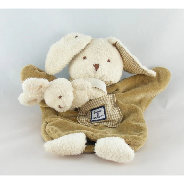 Doudou et compagnie plat lapin bébé marron vichy beige - 2768