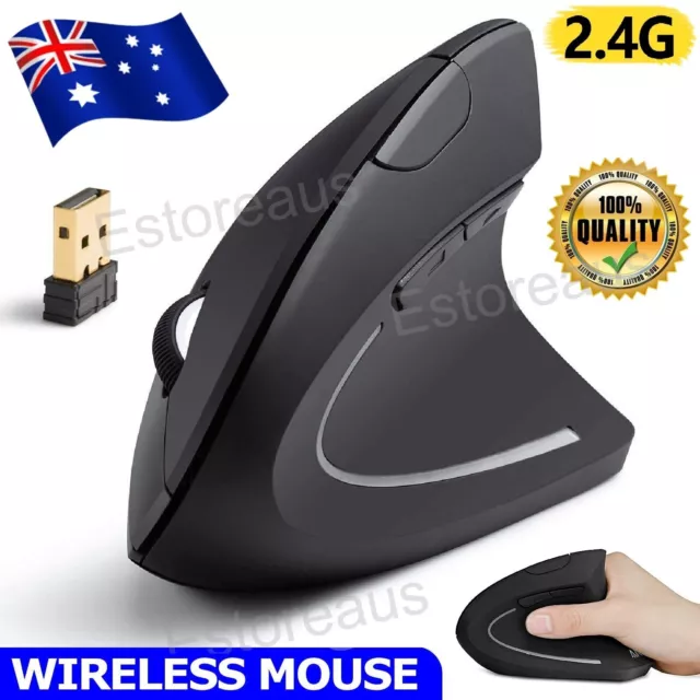 Ergonomic Optical 2.4G Wireless Vertical Mouse 1600 DPI 5 Buttons USB Receiver