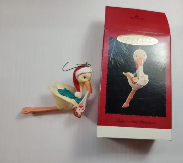1995 Hallmark Keepsake Ornament Babys First Christmas Stork Vintage