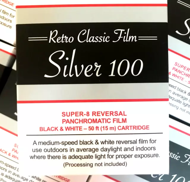 Super-8 B&W Reversal Film "Silver 100" BRAND NEW & FRESH; SEE VIDEOS ISO 100/200