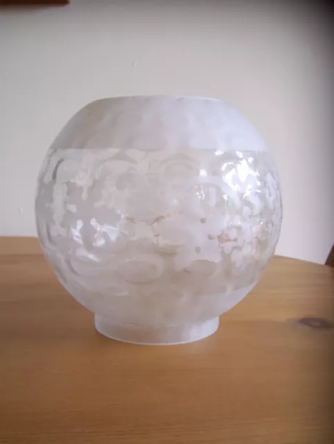 Clear+Frosted Dimpled Glass Oil Lamp Shade-4" Duplex Fit-Gc.