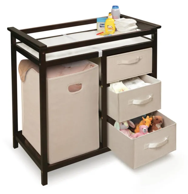 Modern Changing Table with 3 Baskets & Hamper - Espresso 3