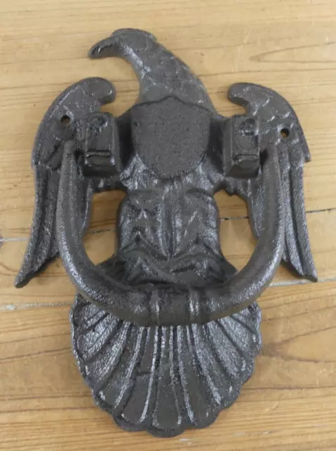 Large Cast Iron Door Knocker American Eagle Man Cave Vintage Style Rustic Style