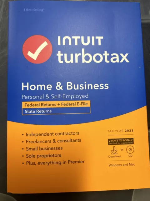 2023 TurboTax Home & Business CD/Download  Federal E-File & State Windows/Mac