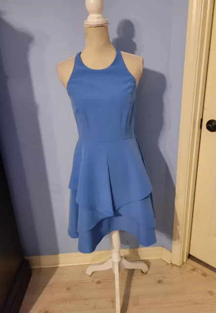 Nicole Miller Size 6 Dress Womens Blue Sleeveless Fit & Flare