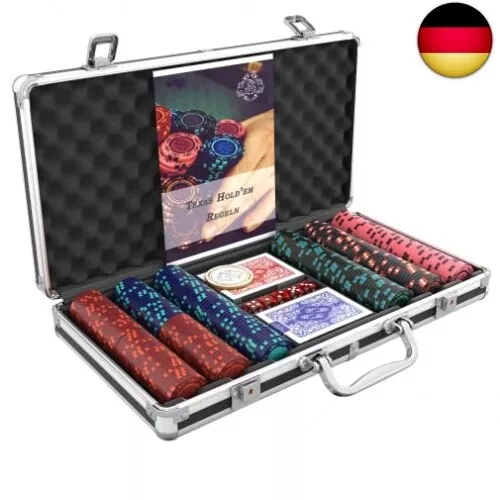 Pokerkoffer Corrado Deluxe Pokerset mit 300 Clay Pokerchips ohne Werte,