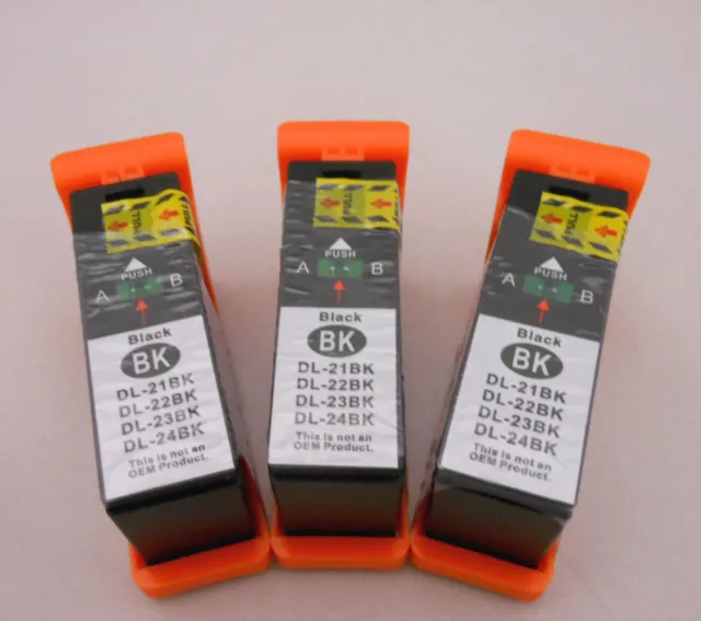 3 Pack Series 21 22 23 24 Black Ink Cartridge for Dell V715W V515W P713W P513W