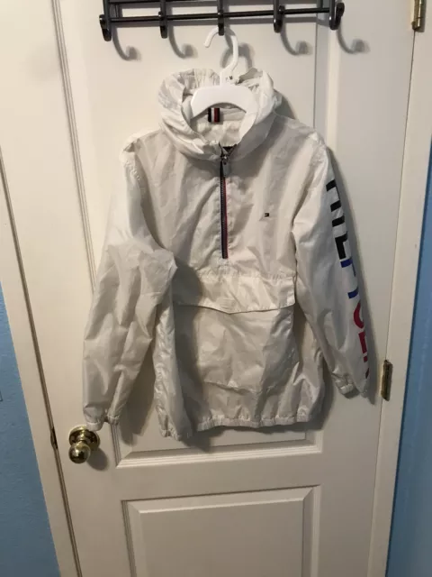 Girls Tommy Hilfiger White Windbreaker Jacket Medium 12/14 Great Condition