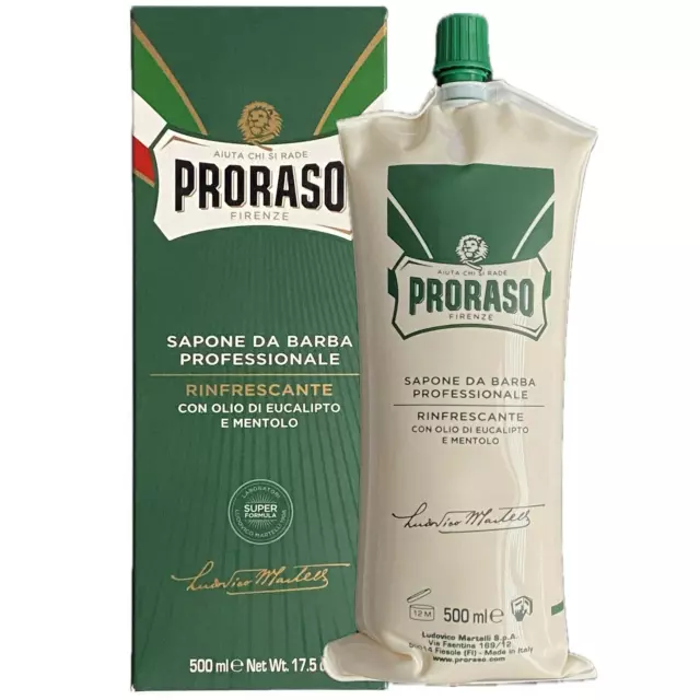 Proraso erfrischende Eukalyptusöl und Menthol große Rasiercreme 500ml