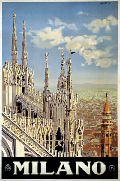 TX85 Vintage 1920's Italy Italian Milano Milan Travel Poster Re-Print A1/A2/A3